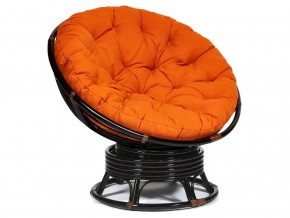 Кресло-качалка Papasan w 23/01 B с подушкой Antique brown, ткань Оранжевый в Губкинском - gubkinskij.магазин96.com | фото