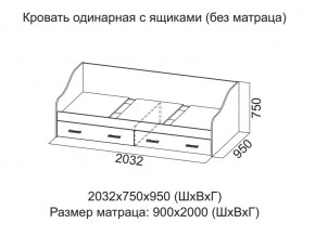 Кровать одинарная с ящиками (Без матраца 0,9*2,0) в Губкинском - gubkinskij.магазин96.com | фото